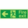 Glow in the dark fire exit left sign with running figure and arrow