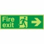 Extra large glow in the dark fire exit right sign with running man symbol