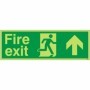 Extra large glow in the dark fire exit up sign with upward arrow