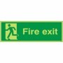 Extra large glow in the dark fire exit running man left sign
