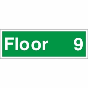 Floor 9 floor level identification safety sign