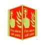 Glow in the dark fire alarm call point projecting safety sign