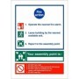 3 point fire action notice sign with assembly point instructions