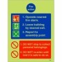 Glow in the Dark Operate nearest fire alarm fire action safety sign with evacuation instructions