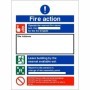 Fire Action Construction Site Notice Sign with emergency evacuation instructions