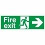 Fire exit arrow right sign with running man symbol and directional arrow