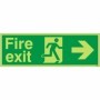 Glow in the Dark Fire exit arrow right sign with running man symbol and directional arrow