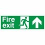 Fire Exit Arrow Up Sign with running man symbol and upward directional arrow