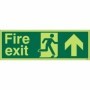 Glow in the Dark Fire Exit Arrow Up Sign with running man symbol and upward directional arrow