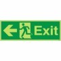 Glow in the Dark Exit arrow left emergency exit sign BS 5499 compliant
