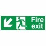 Fire exit arrow down left emergency escape route sign
