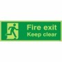 Glow in the Dark Fire Exit Keep Clear Running Man Right emergency exit safety sign