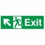 Exit Arrow Up Left fire exit safety sign with running man symbol