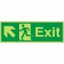Glow in the Dark Exit Arrow Up Left fire exit safety sign with running man symbol