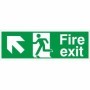 Fire Exit Arrow Up Left Safety Sign with running man symbol