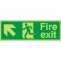 Glow in the Dark Fire Exit Arrow Up Left Safety Sign with running man symbol