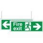 Fire exit left and right arrows double sided hanging sign