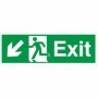 Exit Arrow Down Left Sign with running man symbol and down left arrow
