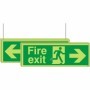 Glow in the Dark Fire exit left and right arrows double sided hanging sign