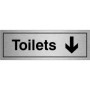 Brushed Aluminum Toilets Arrow Down Door Sign