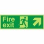Glow in the Dark Fire Exit Arrow Up Right emergency escape route sign