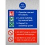 Brushed aluminum Operate nearest fire alarm fire action safety sign with evacuation instructions