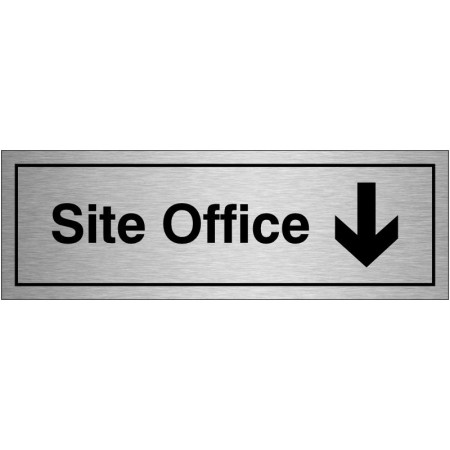 Site Office Arrow Down Brushed Aluminium Door Sign
