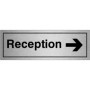 Reception Right Brushed Aluminium Door Sign