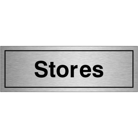 Stores brushed aluminium door sign for storage room identification