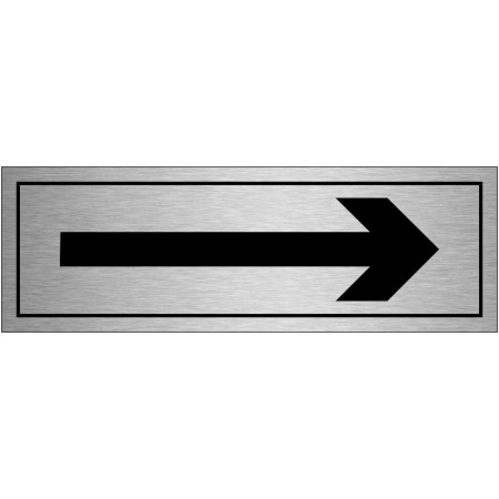Right arrow brushed aluminium directional sign with bold black arrow