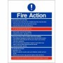 Fire Action Notice Sign with emergency instructions for flats and apartment buildings