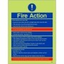 Glow in the Dark Fire Action Notice Sign with emergency instructions for flats and apartment buildings
