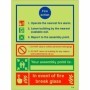 Glow in the Dark 3 point fire action notice sign with writable assembly point and break glass instruction