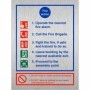 Brushed aluminum 5 Point Fire Action Notice safety sign with emergency fire procedure instructions