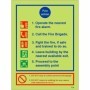 Glow in the Dark 5 Point Fire Action Notice safety sign with emergency fire procedure instructions