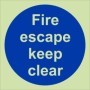 Glow in the Dark Fire Escape Keep Clear Sign