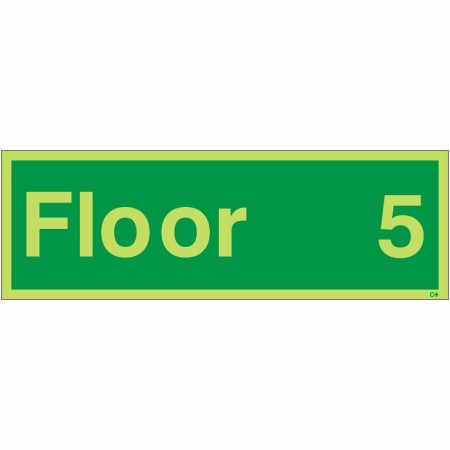 Glow in the dark Floor 5 floor identification safety sign