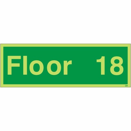 Glow in the Dark Floor 18 floor identification sign